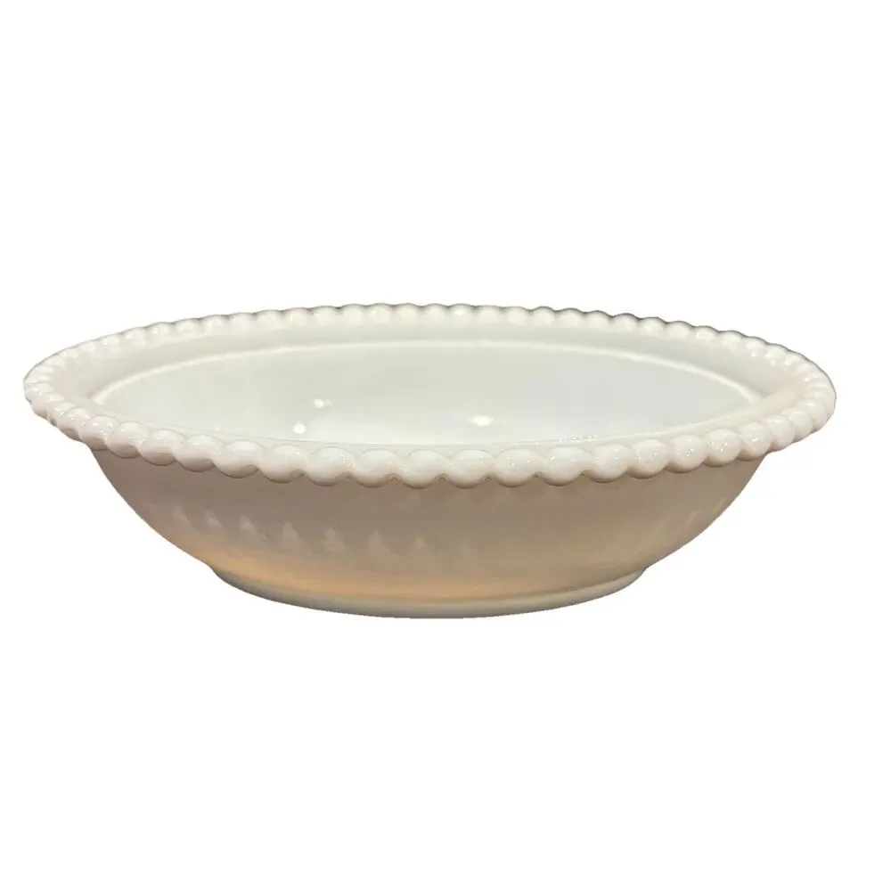 Vintage Indiana White Milk Glass Hen on Nest Beaded Rim Stippled Base 7